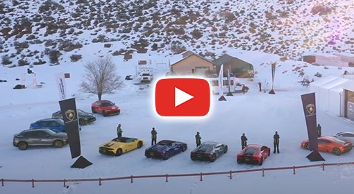 Des supercars Lamborghini sur la glace sur le cirucit glace de Aspen (USA)